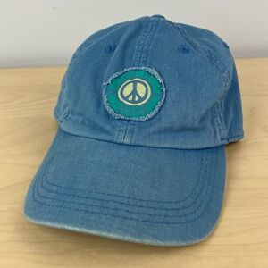 Life Is Good Kids Strapback Hat Light Blue Peace Logo Size M/L 5–10